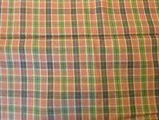 Brown, Green, Orange Plaid Cotton Fabric 44" Wide x 36" long