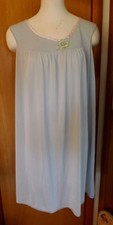 Vtg 1960s Powder Blue Peignoir Nightie Mid Century Nightgown Large Applique Rose