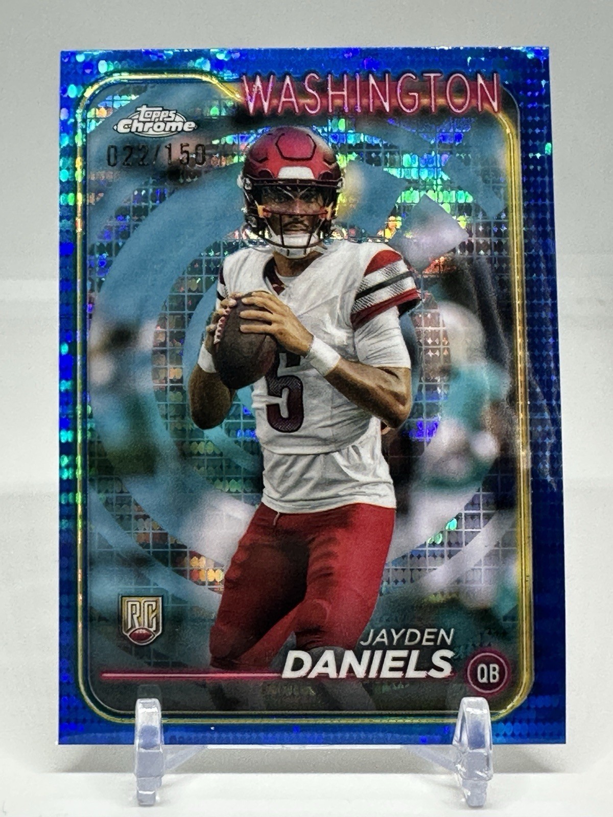 Jayden Daniels 2024 Topps Chrome #201 Blue Refractor /150 Rookie Blue Sonar