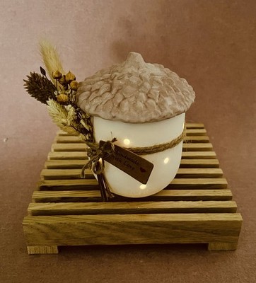 Herbst Deko Eichel Licht Handmade Geschenk Dekoration