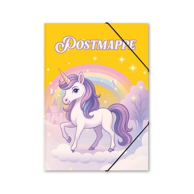 ITENGA Postmappe Info Post A4 PP Motiv EINHORN ZAUBERWOLKE Kunststoff Gummizug