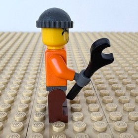 LEGO Factory, Racers: Hot Rod Driver Orange WRENCH rac039, 10200 CAR GARAGE 2008