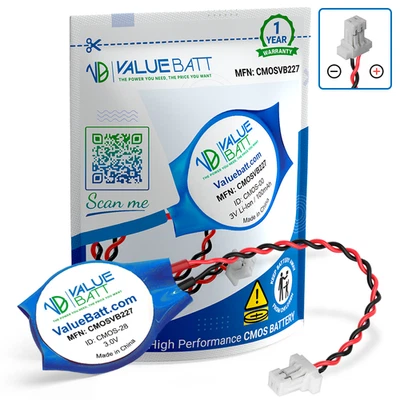 VALUEBATT RTC BIOS CMOS Battery For Dell Inspiron 7500 Backup 023.22032.0611 CR2032