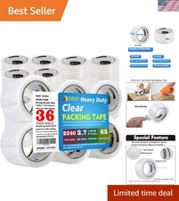 Clear Packing Tape 36 Rolls - 1.88" x 65 Yards, Perfect for Heavy Duty Packing