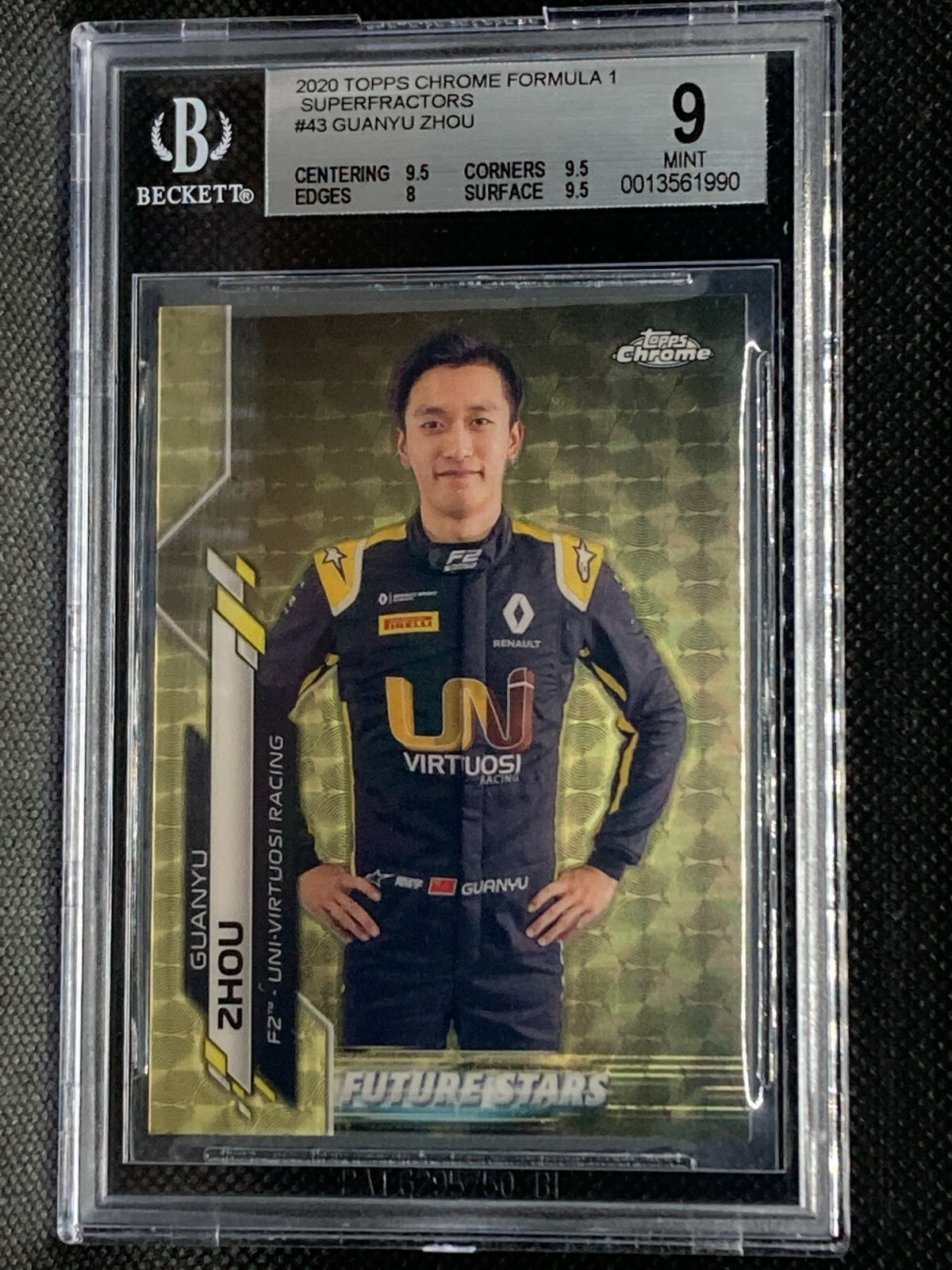 Image 1 - 2020 Topps Chrome Formula 1 Guanyu Zhou 1/1 BGS 9 SuperFractor FutureStars F1