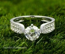 14K White Gold Over 1.88CT Round Cut Diamond Lab-Created Engagement Wedding Ring