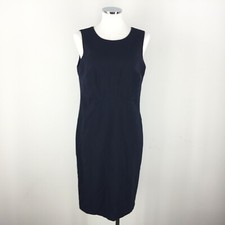 Ann Taylor 10 Navy blue Sheath dress Sleeveless Career Cocktail Suiting