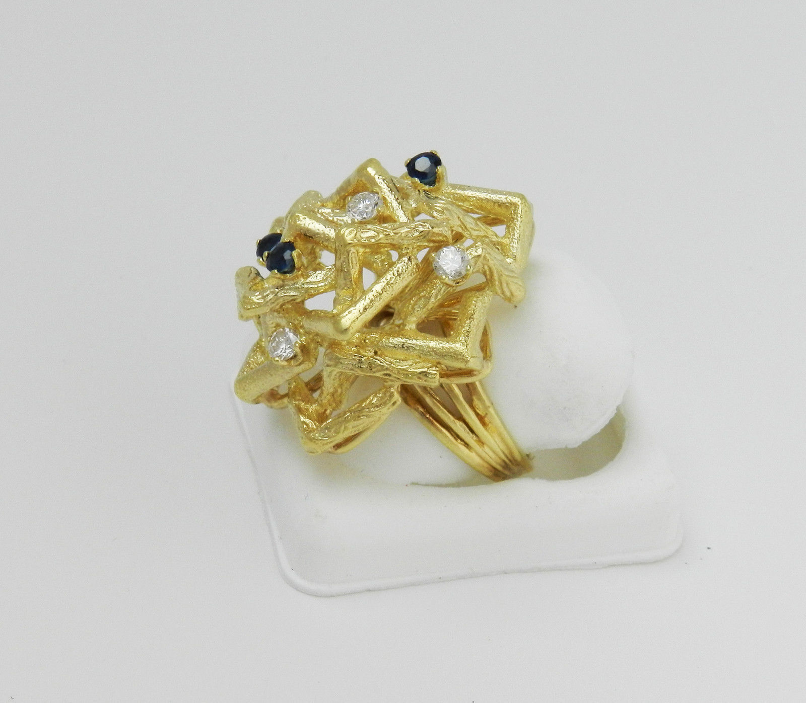 GORGEOUS SAPPHIRES DIAMONDS 14K YELLOW GOLD HANDM… - image 5