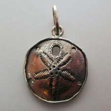 Sterling Silver or Enamel SAND DOLLAR Charm for Bracelet BEACH Ocean 925 Star