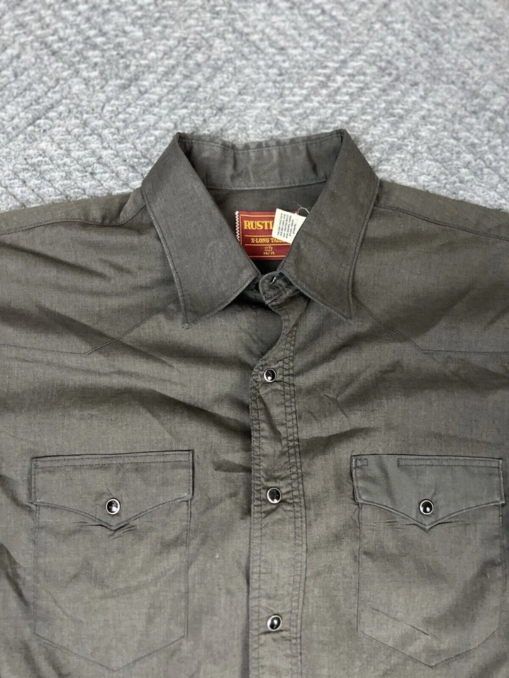 Vintage 90's Rustler Shirt Men's XL 17.5 34/35 Pearl Snap Gray Western Adult - Image 2 of 4