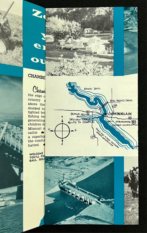 1950s Chamberlain South Dakota Fishing Hunting Sports Vintage Travel