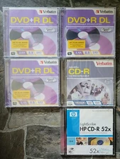 NEW Verbatim DVD+R DL (3), CD-R (1) & HP Lightscribe CD-R 52X (1) Factory Sealed