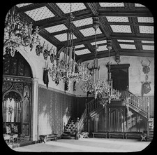 BALMORAL CASTLE BALL ROOM C1890 OLD PHOTO Magic Lantern Slide SCOTLAND
