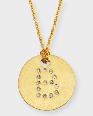 ROBERTO COIN Tiny Treasures Diamant Buchstabe B Medaillon Anhänger Halskette 18K Gold