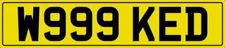 WAKED NUMBER PLATE W999 KED PRIVATE CAR REGISTRATION AWOKEN AWAKE WICKED CAR REG