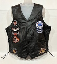 Leather Motorcycle Vest USA Bikers Dream Apparel Patches Black Mens Size 54 READ