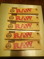 5 booklets x RAW CLASSIC King Size Slim UNREFINED Natural rolling paper