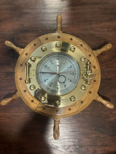 Ship Wheel Clock - Picture 1 of 3