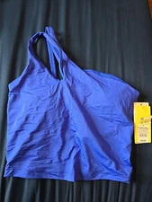 All In Motion Women's Light Support Asymmetrical Crop Sports Bra Blue Size S