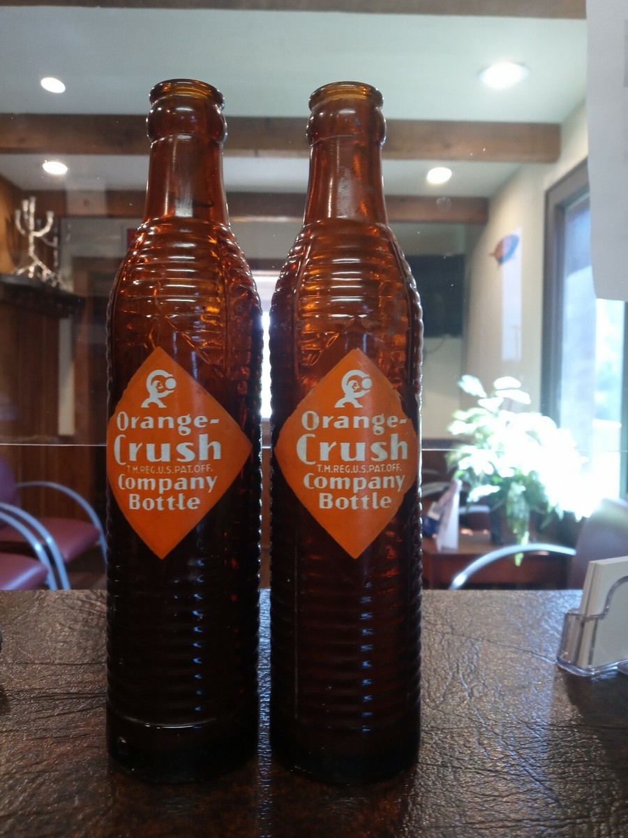 RARE VINTAGE AMBER ACL EMBOSSED ORANGE CRUSH SODA BOTTLE Enid
