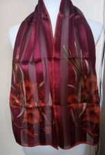 Jones New York 100 Silk Satin 52  Long Scarf Brown Orange