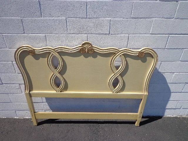Headboard French Provincial Bed Vintage Bedroom Neoclassical Regency Furniture - Image 2 of 4