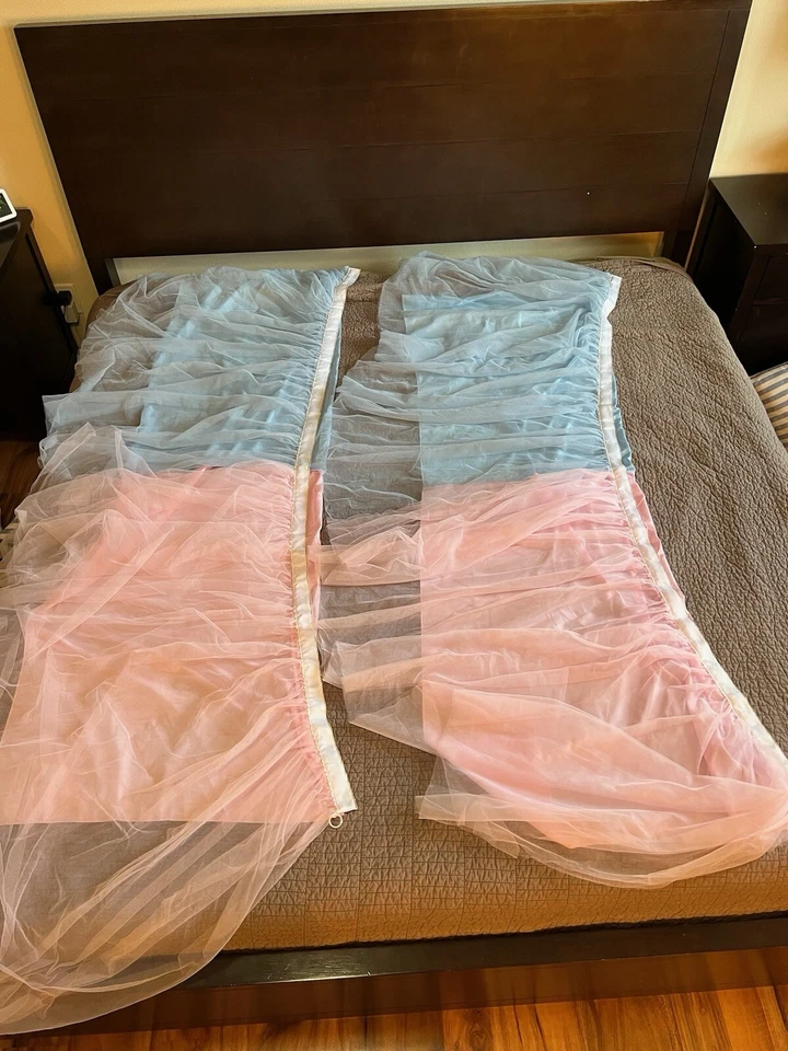 6-футовая скатерть балетная с раскрытием пола розовые и синие тюлевые настольные юбки для пола X2 - Изображение 2 из 4