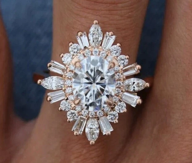 Starburst halo engagement sale ring