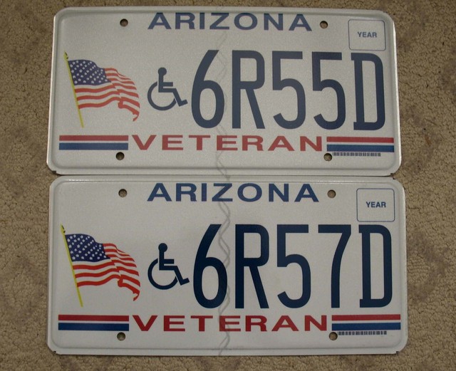 A60 ARIZONA DISABLED VETERAN LICENSE PLATE PAIR eBay