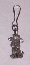 Cute Cartoon Dog with hat - Pewter Key Chain or Necklace Pendant / Charm M48