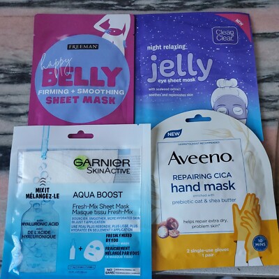 Aveeno, Garnier, Freeman, Clean and Clear Mask Set (4 masks)