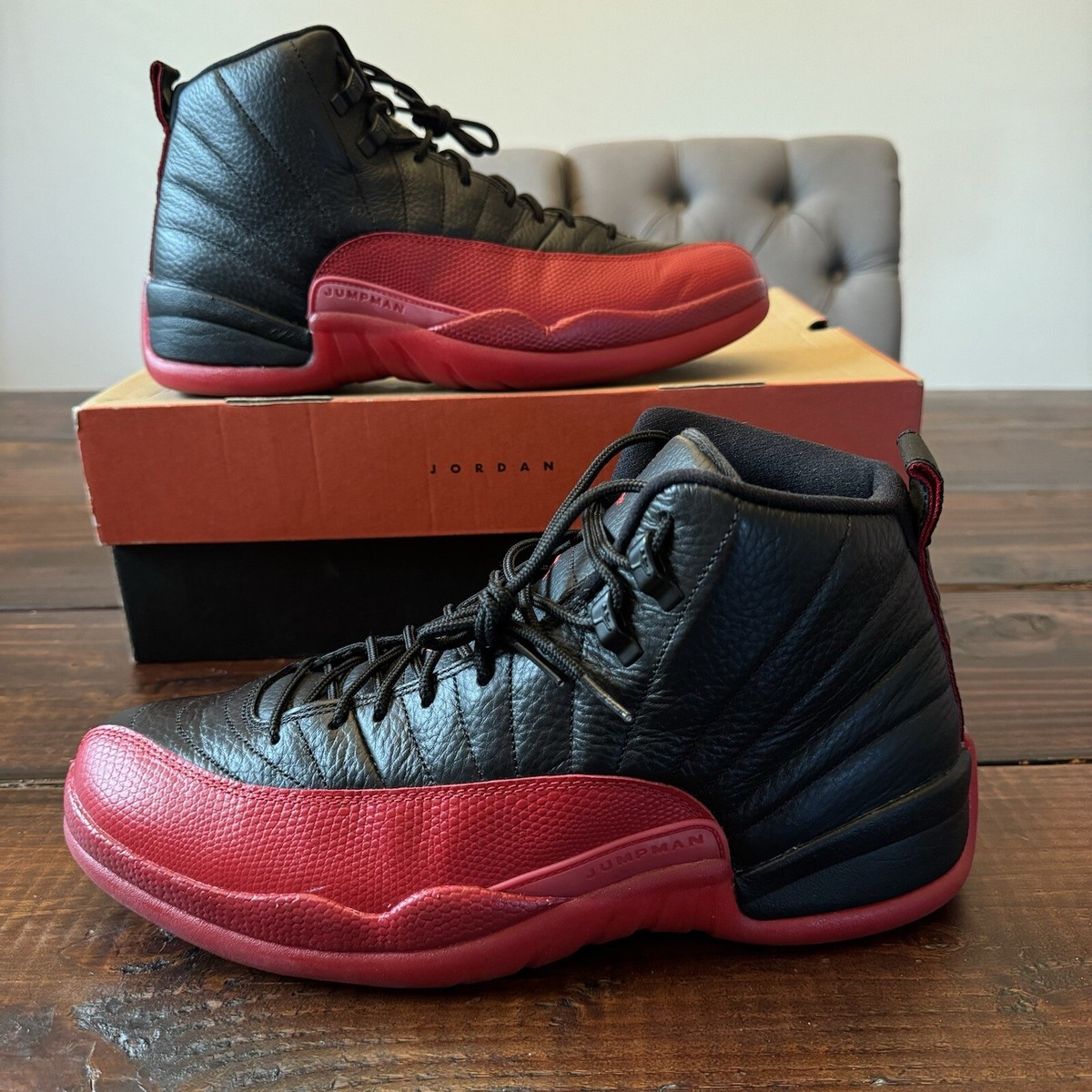 Jordan 12 Retro Flu Game (2016) Shoes Size 11.5 Men's Pass as DS