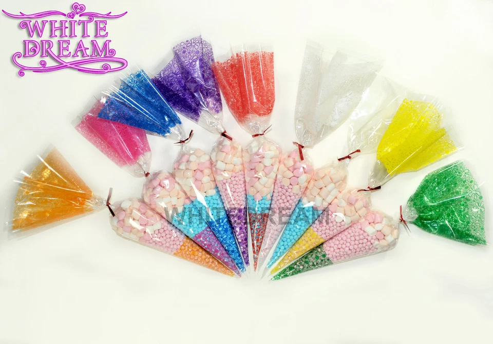 WHITE DREAM Cone Cellophane Bags | Various Sizes | Favour Sweet Party Display *TOP QUALITY*