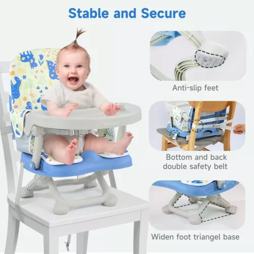 Travel Booster Seat w/ Tray Adjustable Folding High Chair Children Baby Armchair - Picture 23 of 78
