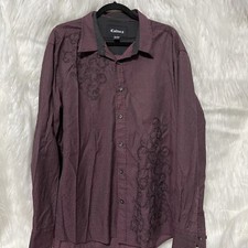 cultura mens long sleeve button up embroidered shirt size xxl