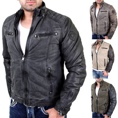 Reslad Herren Two Tone Vintage Kunst- Lederjacke Männer Jacke RS-88011 SALE