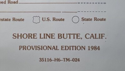 USGS Topographic Map: Shore Line Butte CA - 1984 - Prov. Ed. + 7 more maps - U1