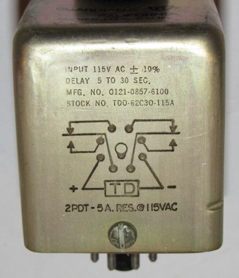 7 NEW GUARDIAN ELECTRIC TIME DELAY RELAYS! TDO 62C30-115A/0121-0857-6100 ADJUST! - Image 4 of 4