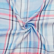 Pink-Blue-Multi Famous Maker Cotton Plaid Double Gauze Woven Fabric