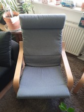 IKEA Poäng Sessel Graue Stoffauflage mit Hocker