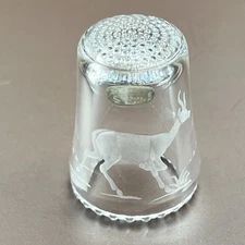 Thimble Etched Crystal Ullmannglass W. Germany TCC "Crystal Wildlife" Gazelle
