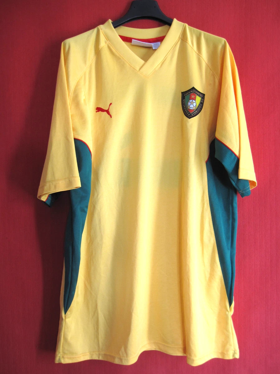 Maillot Domicile Cameroun 2006/08 – Puma, Taille L, Vert, Manches Courtes, Vintage