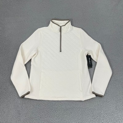 Eddie Bauer Bay Laurel 1/4 Zip Women S Coconut Milk Fleece Quilt Pullover NWT
