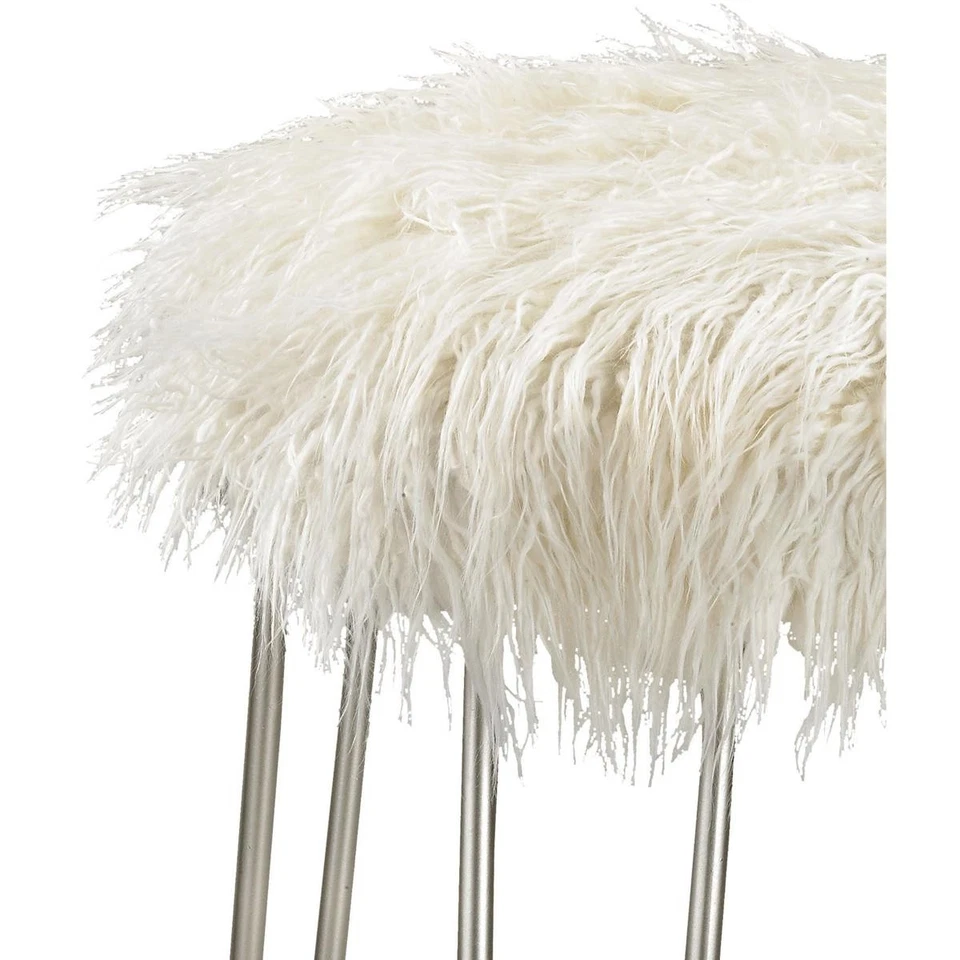 Atlas Lighting & Home SE11005-01 Betty 20.5 inch White with Silver Vanity Stool - Image 2 of 4