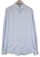 SUITSUPPLY Men's Formal Shirt 46L/18L Extra Slim Blue Cotton Striped Long Sleeve