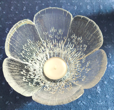 Kerzenhalterpaar Blüte / Iittala Finnland/Pertti Kallioinen / Lasisepät