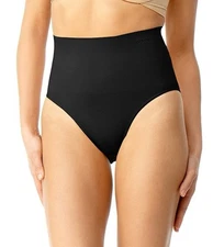 MeMoi Women's SlimMe Seamless Hi Waist Control Brief Panty MSM101 in Black XL/4