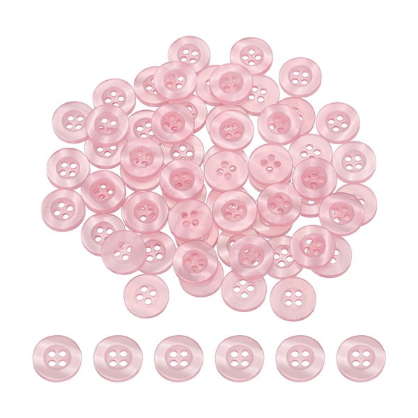 "150 StüCk NäHknöPfe, (15/32\") 11,5 Mm Runde 4-Loch KnöPfe, Pfirsichrosa FüR Diy"-image