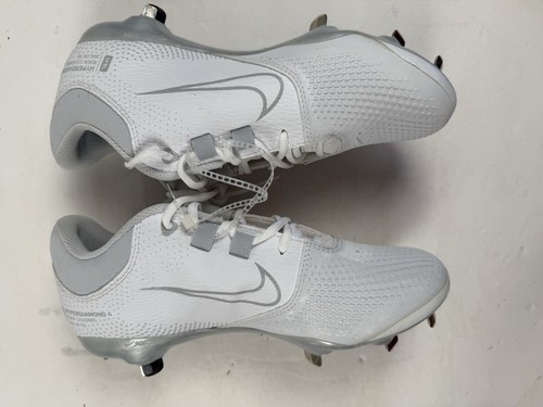 New NIKE Softball Cleats Women 8.5 HYPERDIAMOND 4 METAL CZ5920-100 WHITE/SILVER - Picture 6 of 13