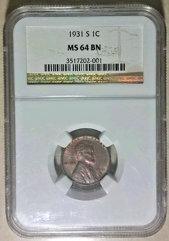 1931年 インド 5K 銀貨 NGC MS64 MS 64 Graded 1931 Year Lincoln Wheat US Small Cents (1909-1958